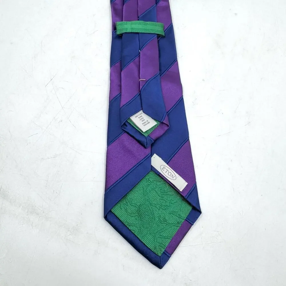 ETON Textured Blue & Purple Striped Silk Tie